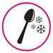 Icon von einem gekuhlten Loffel und drei kleinen Schneeflocken.