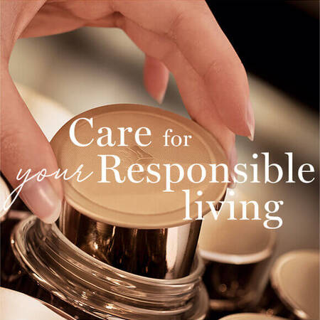 Eine Refill Kapsel, auf dem Bild steht Care for your Responsible living