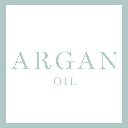 Ein großer Button mit der Aufschrift Argan Oil (Inhaltsstoff)