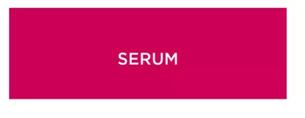 Ein einfaches, modernes Grafikdesign mit dem Wort "SERUM" in großen, weißen Buchstaben auf einem leuchtend pinken Hintergrund.