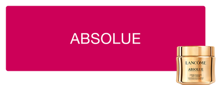Ein pinker Hintergrund mit dem Schriftzug "ABSOLUE" und einem goldenen Pflegeprodukt von Lancome.